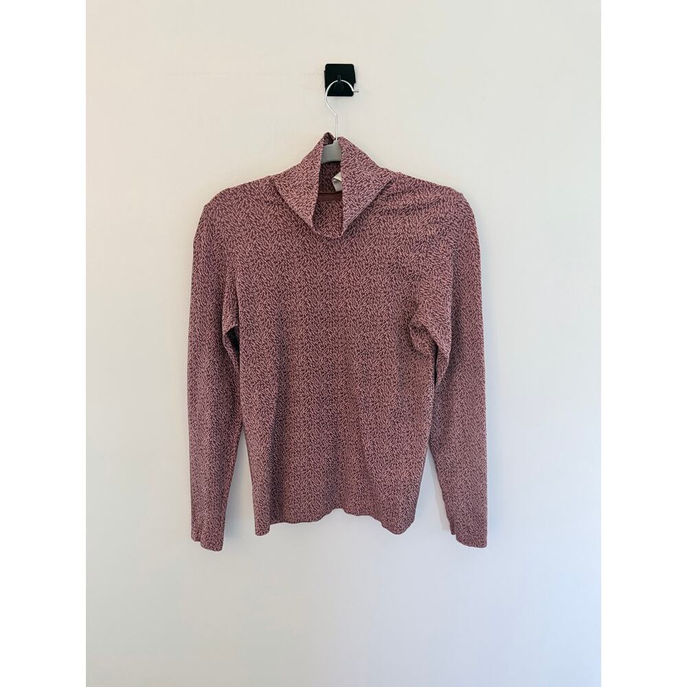Athleta Flurry Peak Long Sleeve Pink/Maroon/Brown Turtleneck Top-Size L